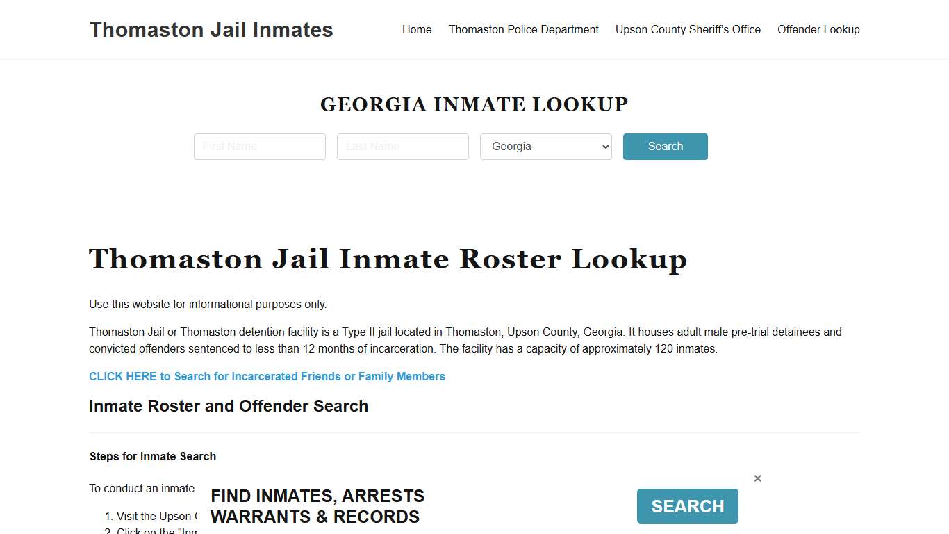 Thomaston Jail Inmate Roster, Upson County, GA, Offender Search