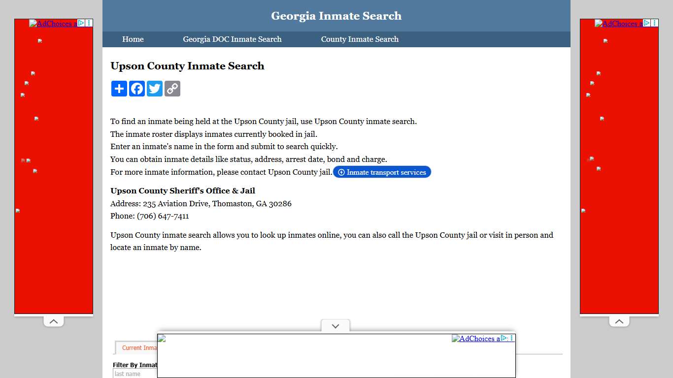 Upson County Inmate Search